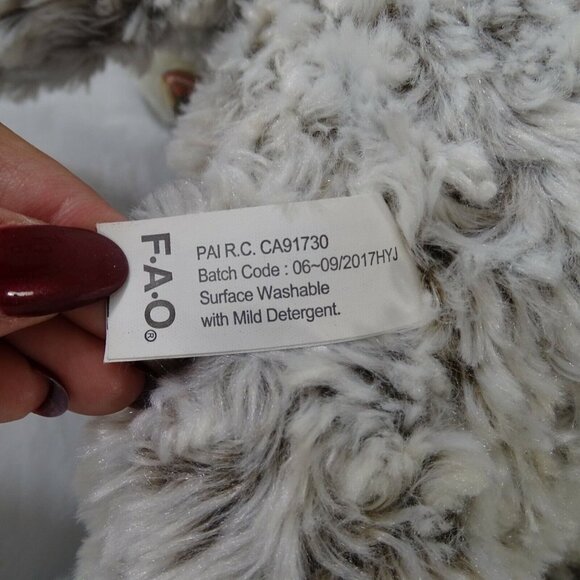 FAO Schwartz Bow Tie Plush Teddy Bear Stuffed Animal Curly Frosty Hair Brown 18" - Picture 6 of 8